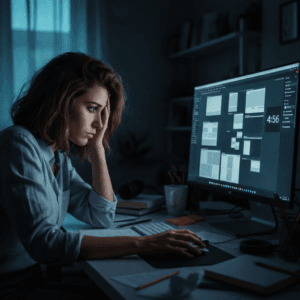 Profissional frustrada sabendo que poderia fazer melhor